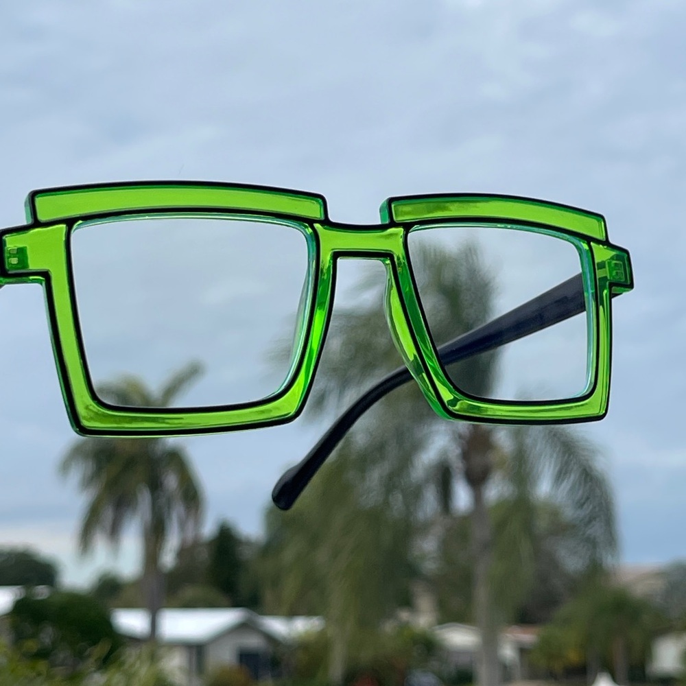 Manga Cartoon Anti-blue Light Color block Eyeglasses In Green - Picture 11 of 12
